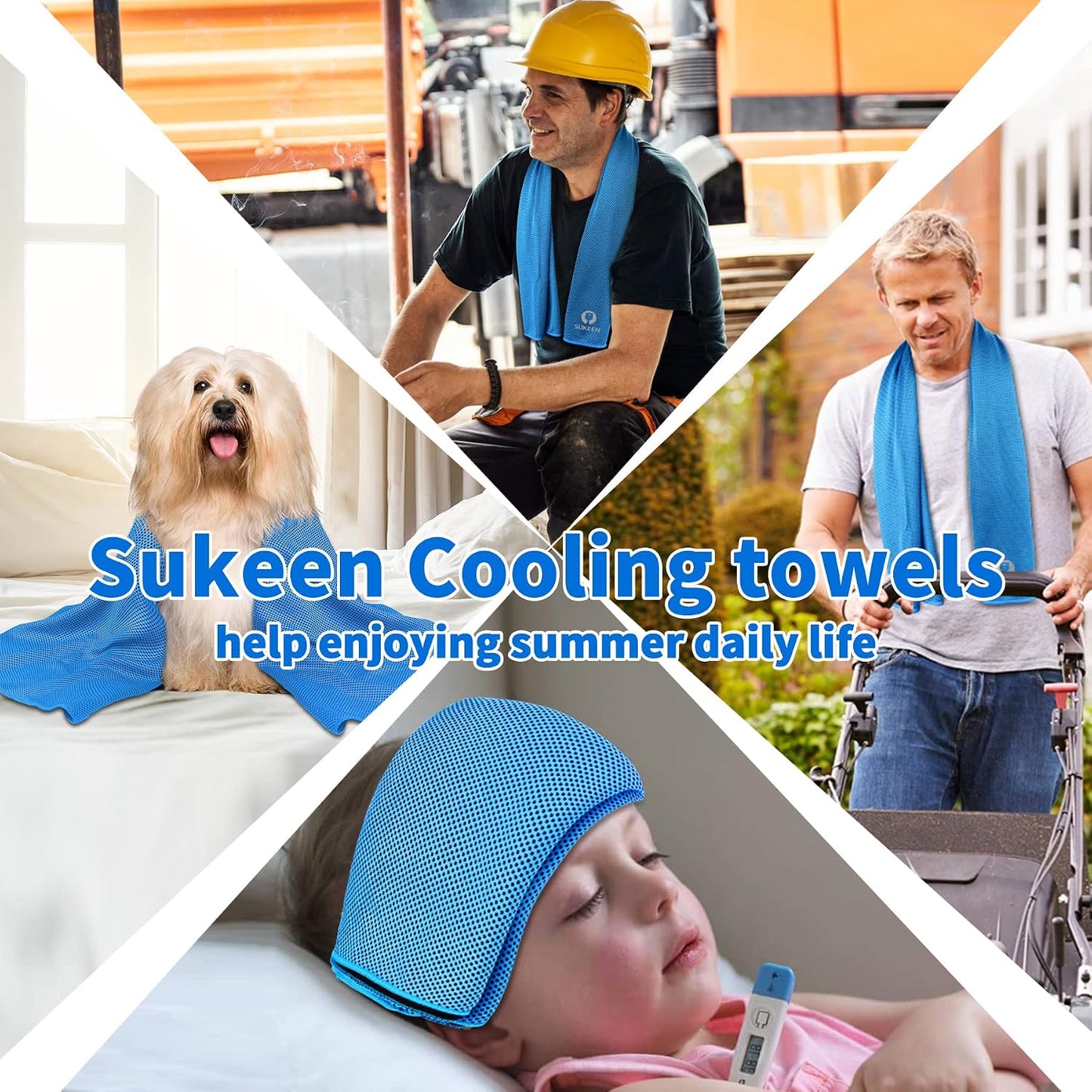4 Pack Cooling Towels (40"x12") for Neck and Face Instant Cooling