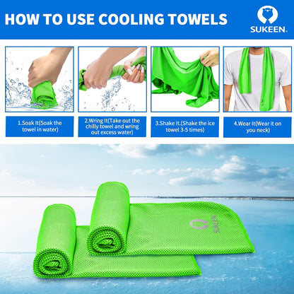 4 Pack Cooling Towels (40"x12") for Neck and Face Instant Cooling
