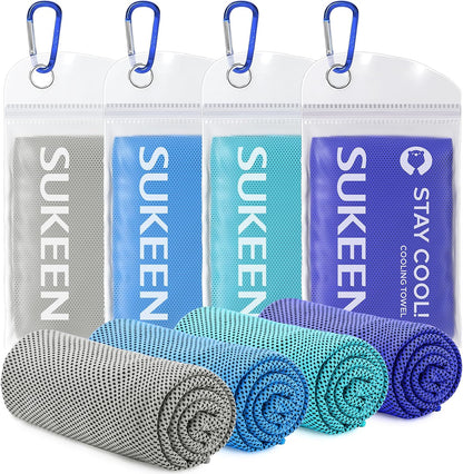 4 Pack Cooling Towels (40"x12") for Neck and Face Instant Cooling