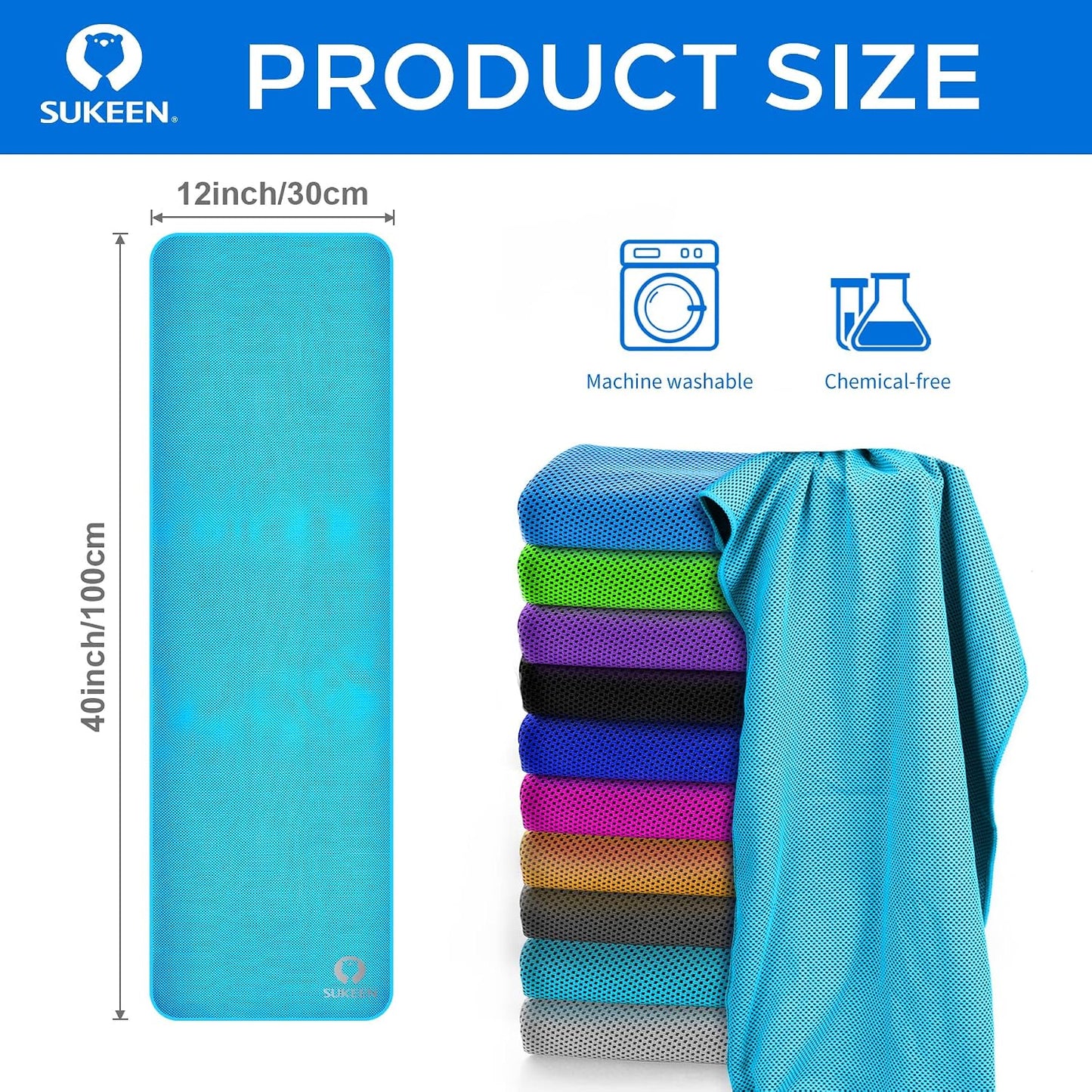 4 Pack Cooling Towels (40"x12") for Neck and Face Instant Cooling