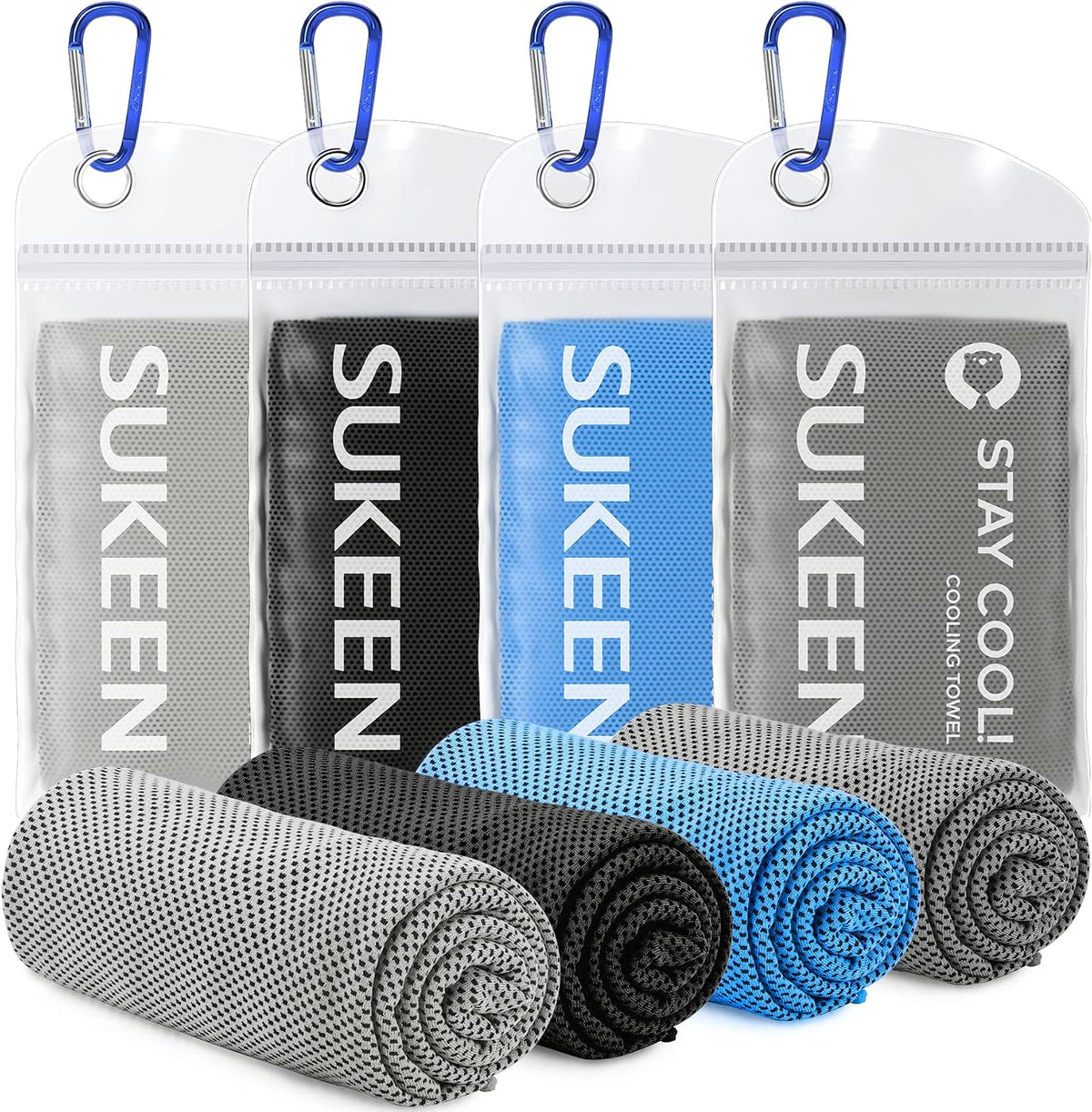 4 Pack Cooling Towels (40"x12") for Neck and Face Instant Cooling