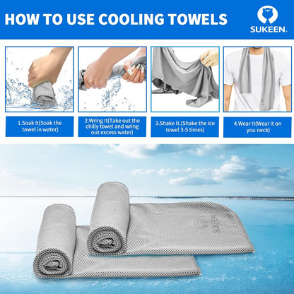 4 Pack Cooling Towels (40"x12") for Neck and Face Instant Cooling