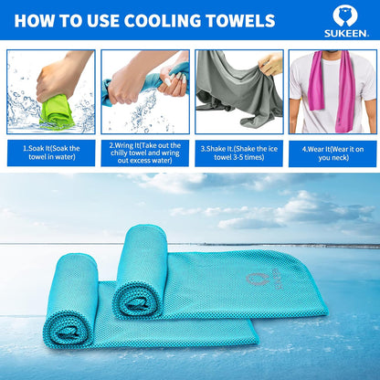 4 Pack Cooling Towels (40"x12") for Neck and Face Instant Cooling