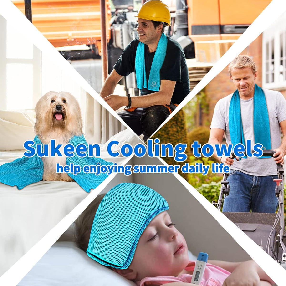 4 Pack Cooling Towels (40"x12") for Neck and Face Instant Cooling