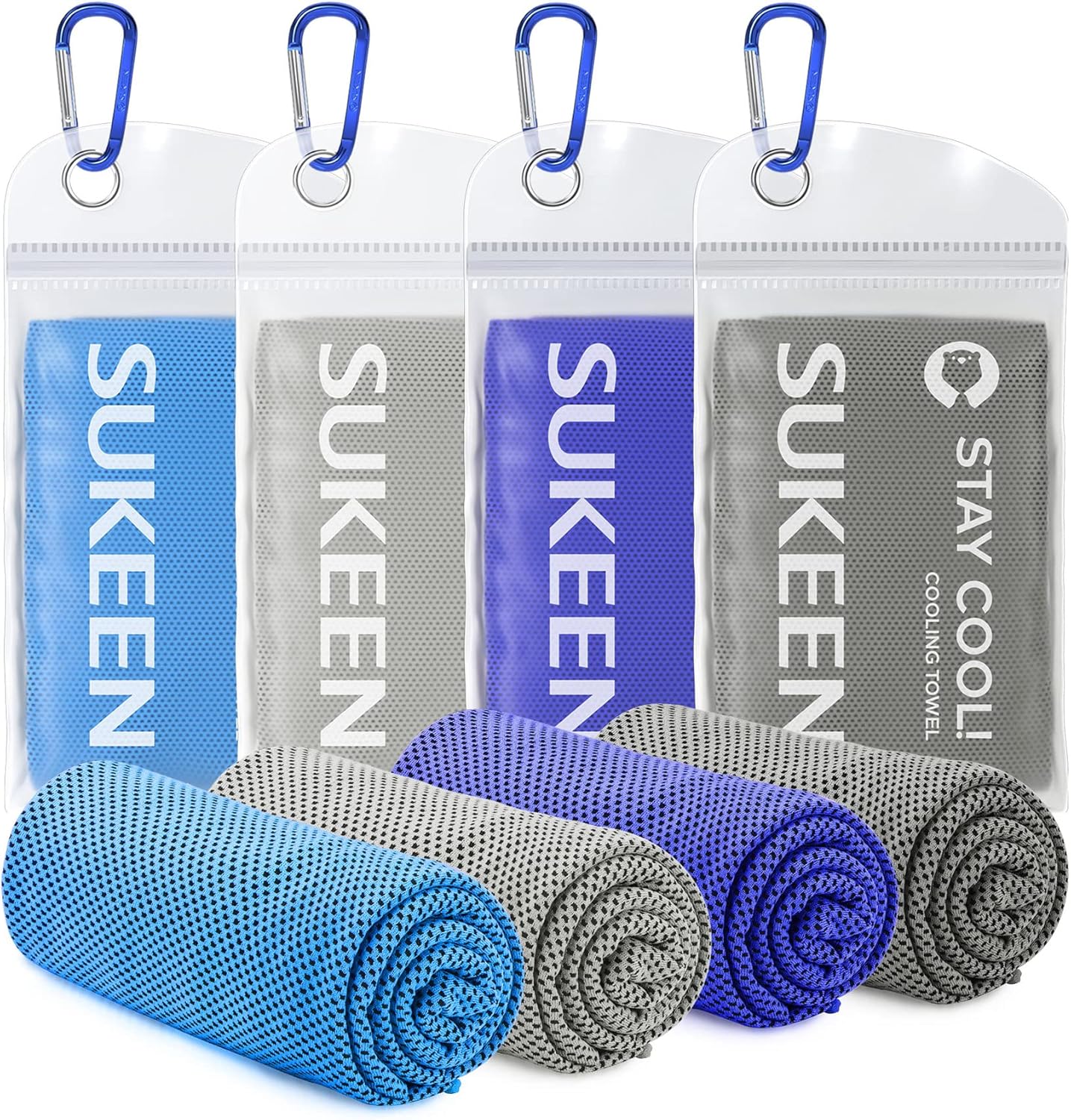 4 Pack Cooling Towels (40"x12") for Neck and Face Instant Cooling