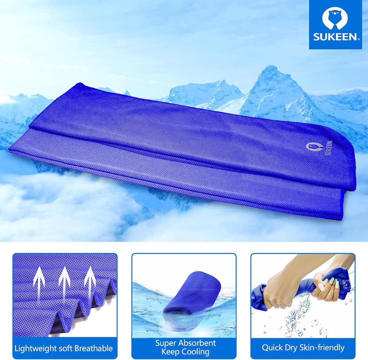 4 Pack Cooling Towels (40"x12") for Neck and Face Instant Cooling