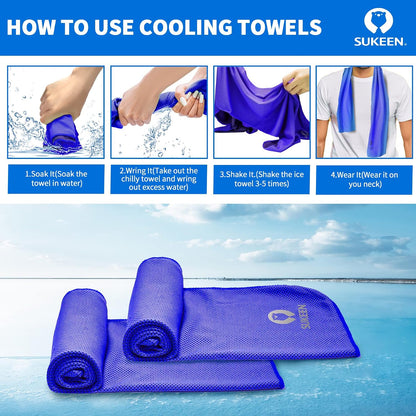 4 Pack Cooling Towels (40"x12") for Neck and Face Instant Cooling