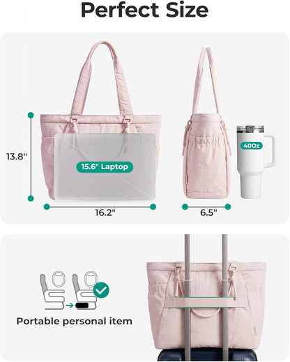 Yoga Pilates Tote Bag for Women with Knotted Handle, Gym Bag | 23L lightweight & waterproof shoulder sling bag, gym bag with yoga mat holder, for 15.6'' Laptop, ideal for work travel