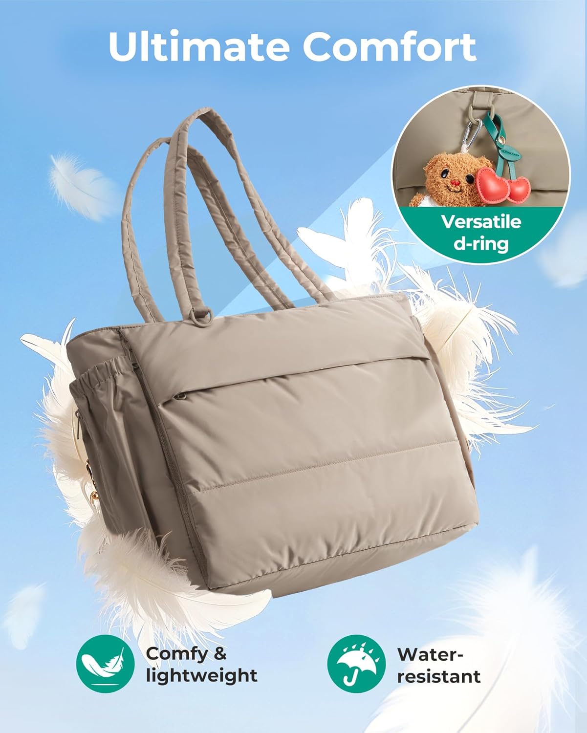 Yoga Pilates Tote Bag for Women with Knotted Handle, Gym Bag | 23L lightweight & waterproof shoulder sling bag, gym bag with yoga mat holder, for 15.6'' Laptop, ideal for work travel