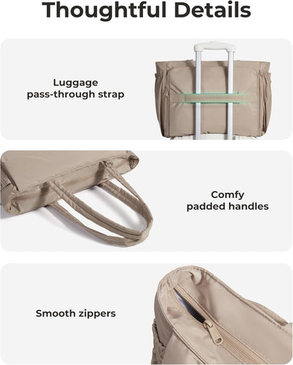 Yoga Pilates Tote Bag for Women with Knotted Handle, Gym Bag | 23L lightweight & waterproof shoulder sling bag, gym bag with yoga mat holder, for 15.6'' Laptop, ideal for work travel