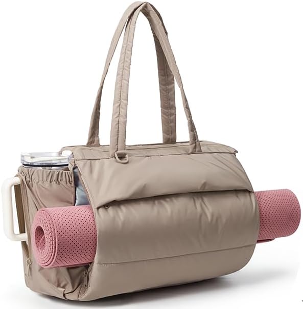 Yoga Pilates Tote Bag for Women with Knotted Handle, Gym Bag | 23L lightweight & waterproof shoulder sling bag, gym bag with yoga mat holder, for 15.6'' Laptop, ideal for work travel