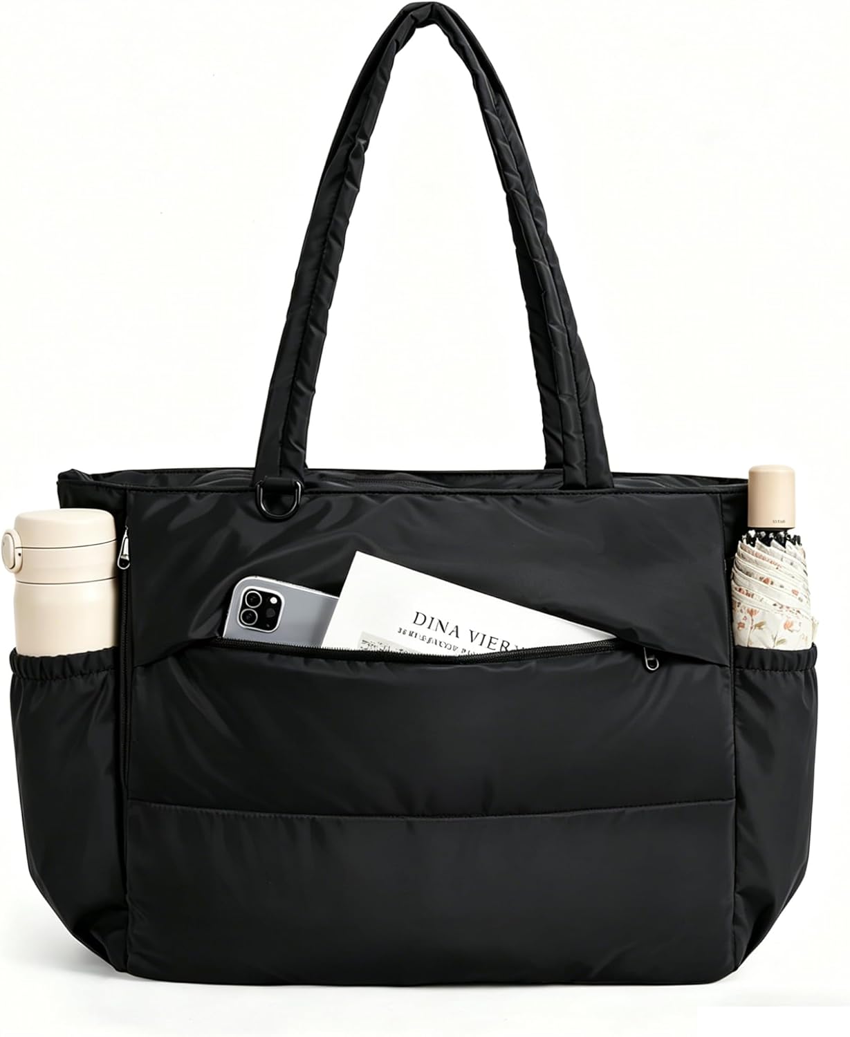 Yoga Pilates Tote Bag for Women with Knotted Handle, Gym Bag | 23L lightweight & waterproof shoulder sling bag, gym bag with yoga mat holder, for 15.6'' Laptop, ideal for work travel