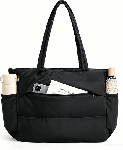 Yoga Pilates Tote Bag for Women with Knotted Handle, Gym Bag | 23L lightweight & waterproof shoulder sling bag, gym bag with yoga mat holder, for 15.6'' Laptop, ideal for work travel