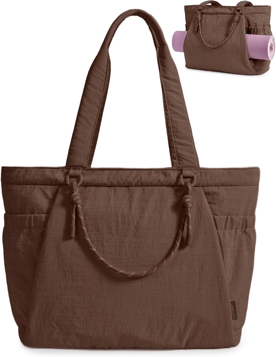 Yoga Pilates Tote Bag for Women with Knotted Handle, Gym Bag | 23L lightweight & waterproof shoulder sling bag, gym bag with yoga mat holder, for 15.6'' Laptop, ideal for work travel