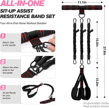 Upgraded Foot Pedal Resistance Band with Handle, Adjustable Tension Rope for Home Gym, Multifunctional Anti-Snap Exercise Equipment for Women & Men, Workout for Arms, Legs & Core/Abs Strength