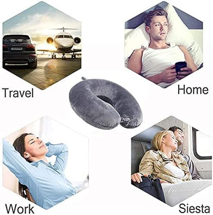 Travel Pillow 100% Pure Comfortable U Shape Memory Foam Pillows Neck and Head Support Portable Travel Neck Pillow Suitable for Planes Airplane for Traveling,Train,Self-Drivingng Car,(Grey)