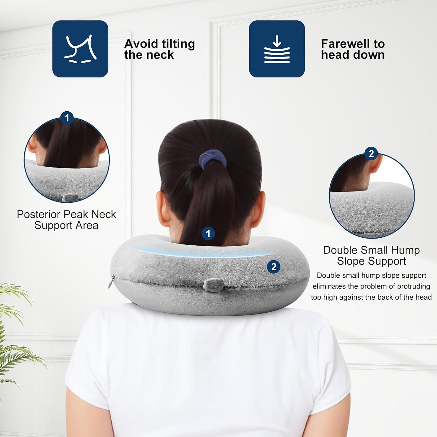 Travel Pillow 100% Pure Comfortable U Shape Memory Foam Pillows Neck and Head Support Portable Travel Neck Pillow Suitable for Planes Airplane for Traveling,Train,Self-Drivingng Car,(Grey)