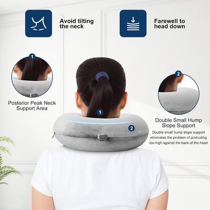 Travel Pillow 100% Pure Comfortable U Shape Memory Foam Pillows Neck and Head Support Portable Travel Neck Pillow Suitable for Planes Airplane for Traveling,Train,Self-Drivingng Car,(Grey)