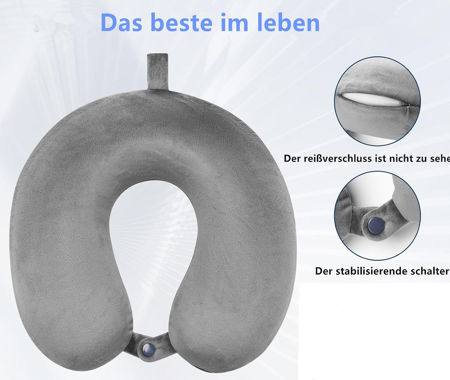 Travel Pillow 100% Pure Comfortable U Shape Memory Foam Pillows Neck and Head Support Portable Travel Neck Pillow Suitable for Planes Airplane for Traveling,Train,Self-Drivingng Car,(Grey)