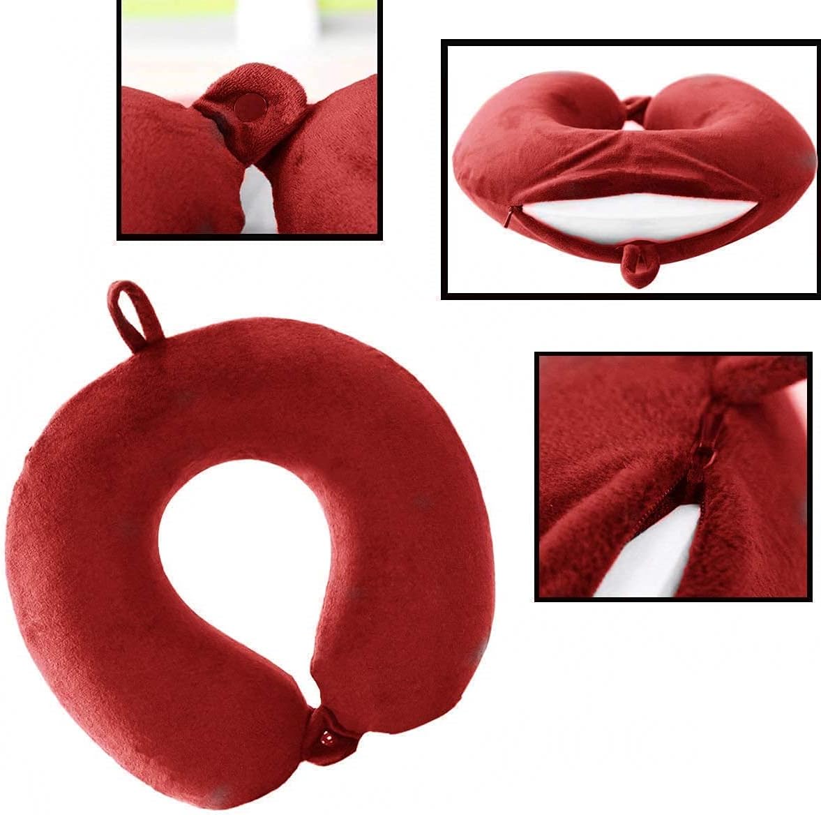 Travel Pillow 100% Pure Comfortable U Shape Memory Foam Pillows Neck and Head Support Portable Travel Neck Pillow Suitable for Planes Airplane for Traveling,Train,Self-Drivingng Car,(Grey)
