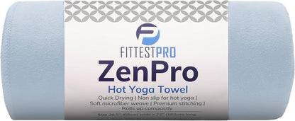 Non-Slip Hot Yoga Towel with Super-Absorbent Soft Suede Microfiber in Many Colors, for Bikram Pilates and Yoga Mats. (72.00 x 26.50) Frosted Blue