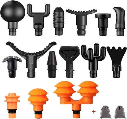 Massage Gun Attachments for Hypervolt Go, Upgraded 15 PCS Massager Heads to Meet Different Needs for Deep Tissue Muscle Massage Gun, Plug-n-Play MassageGun Accessories Easy to Use.