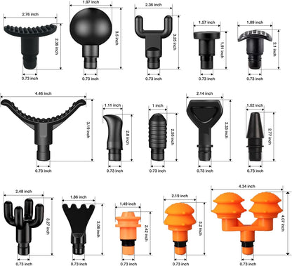 Massage Gun Attachments for Hypervolt Go, Upgraded 15 PCS Massager Heads to Meet Different Needs for Deep Tissue Muscle Massage Gun, Plug-n-Play MassageGun Accessories Easy to Use.