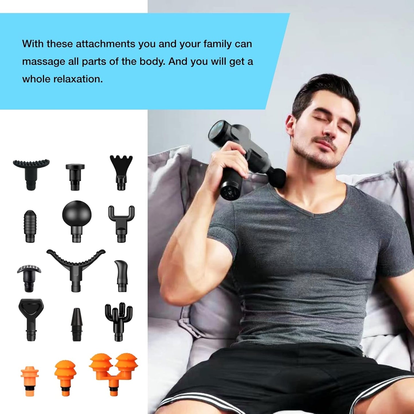 Massage Gun Attachments for Hypervolt Go, Upgraded 15 PCS Massager Heads to Meet Different Needs for Deep Tissue Muscle Massage Gun, Plug-n-Play MassageGun Accessories Easy to Use.