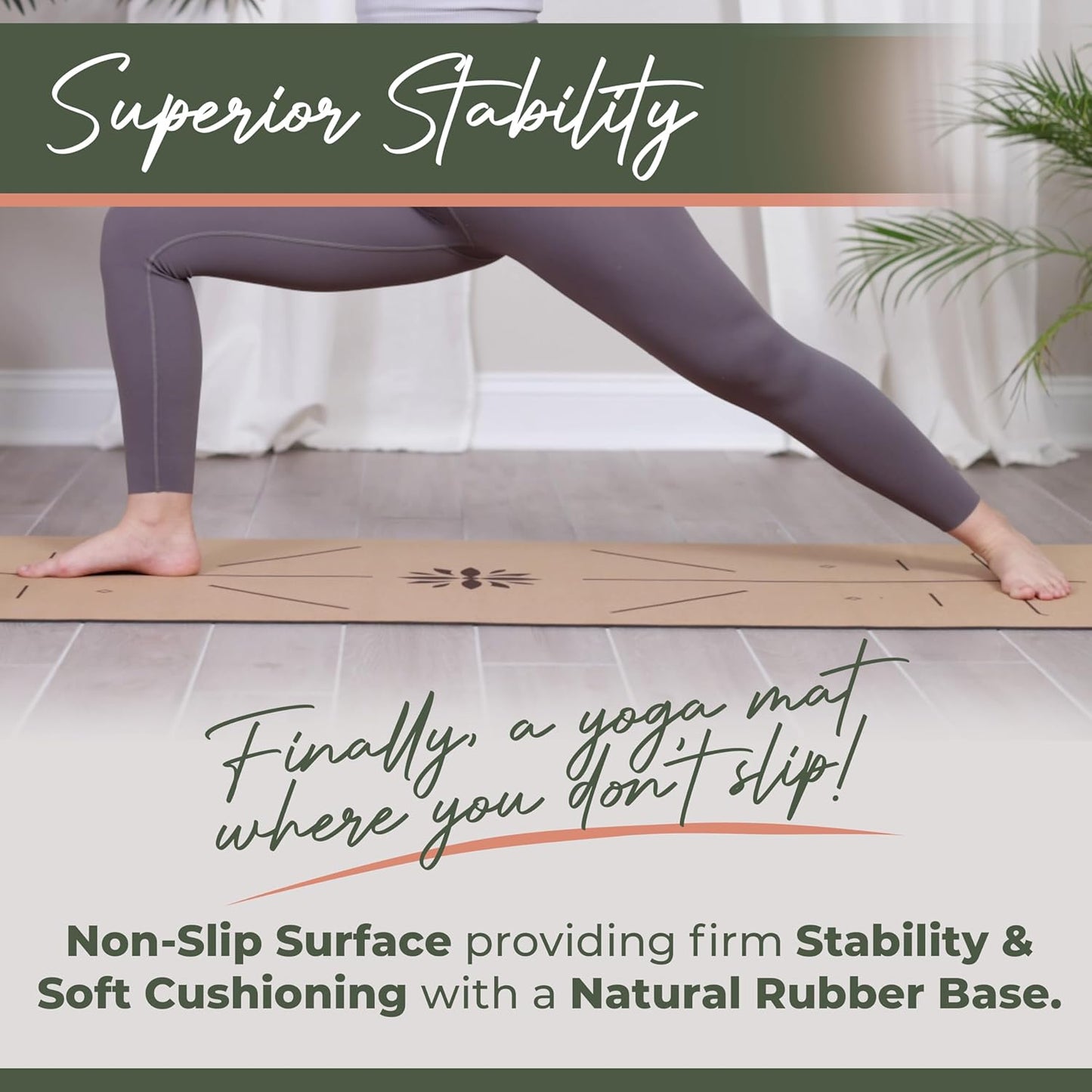 Premium Yoga Cork Mat | 5mm Thick Natural Tree Rubber Base and Bigger Mat for Extra Support, Alignment lines for Guidance | Non-Slip, Sustainable, Your Ultimate Yoga Companion