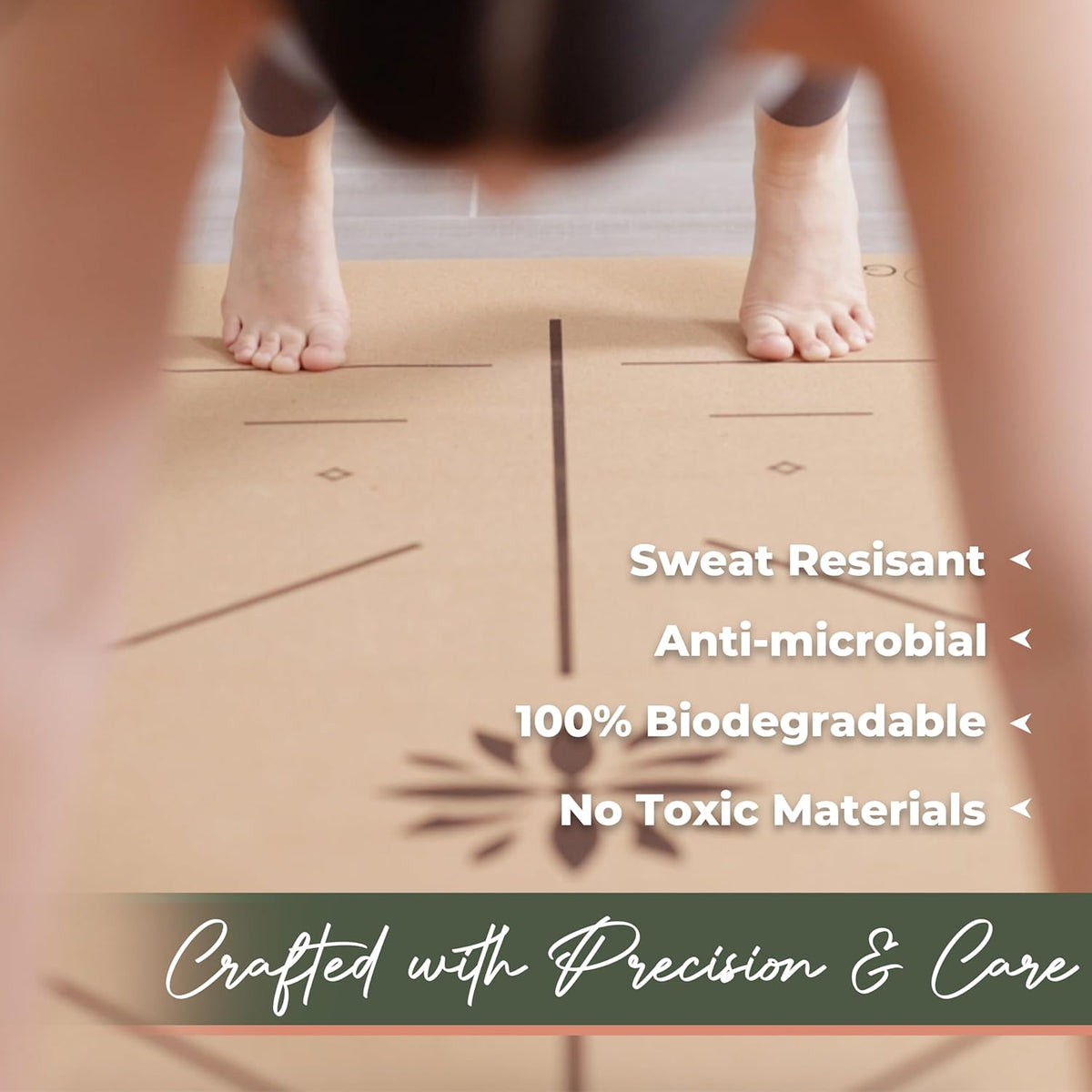 Premium Yoga Cork Mat | 5mm Thick Natural Tree Rubber Base and Bigger Mat for Extra Support, Alignment lines for Guidance | Non-Slip, Sustainable, Your Ultimate Yoga Companion