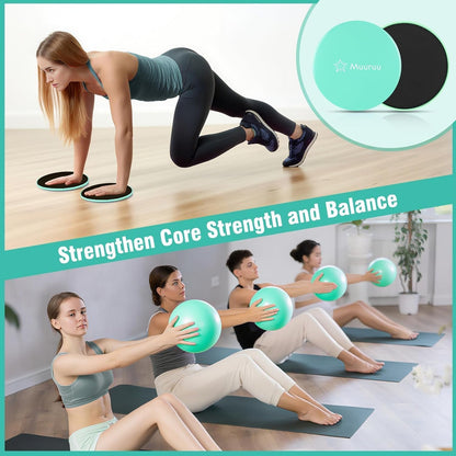 Pilates Equipment Kit for Home Workout, Pilates Ring and Ball Set for Women, 14'' Magic Circle Essentials Accessories Kit, Wrist Weights, Resistance Bands, Yoga Strap, Socks, Bag