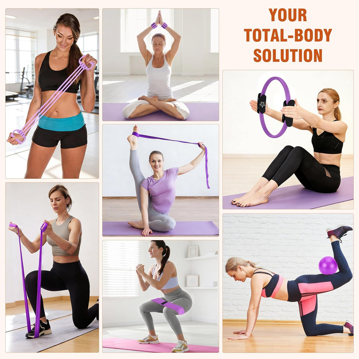 Pilates Equipment Kit for Home Workout, Pilates Ring and Ball Set for Women, 14'' Magic Circle Essentials Accessories Kit, Wrist Weights, Resistance Bands, Yoga Strap, Socks, Bag