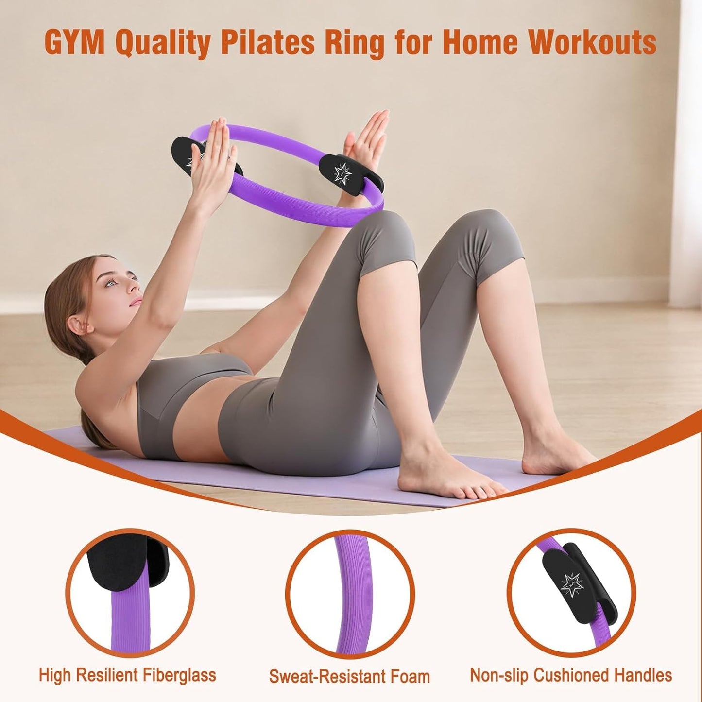 Pilates Equipment Kit for Home Workout, Pilates Ring and Ball Set for Women, 14'' Magic Circle Essentials Accessories Kit, Wrist Weights, Resistance Bands, Yoga Strap, Socks, Bag