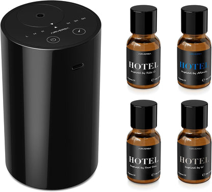 AN8 Waterless Essential Oil Diffuser Starter Kit, Black