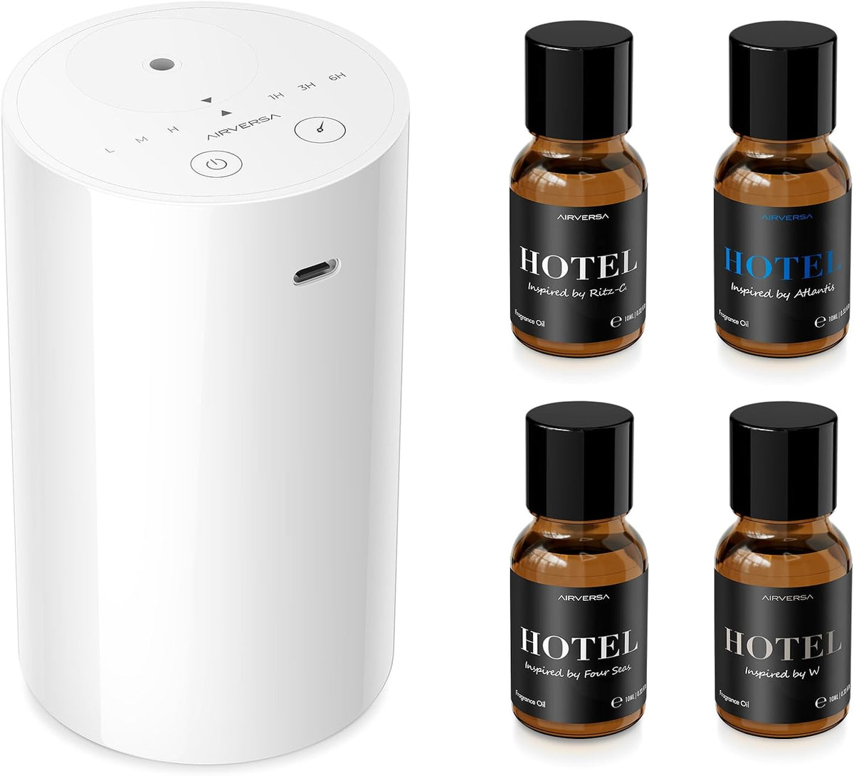 AN8 Waterless Essential Oil Diffuser Starter Kit, Black