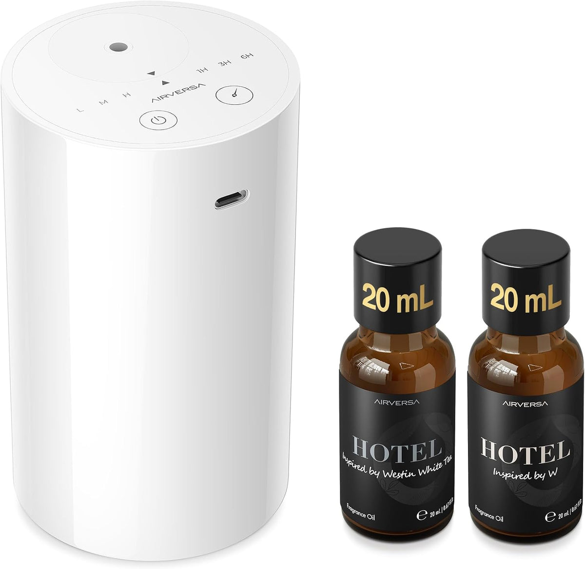 AN8 Waterless Essential Oil Diffuser Starter Kit, Black