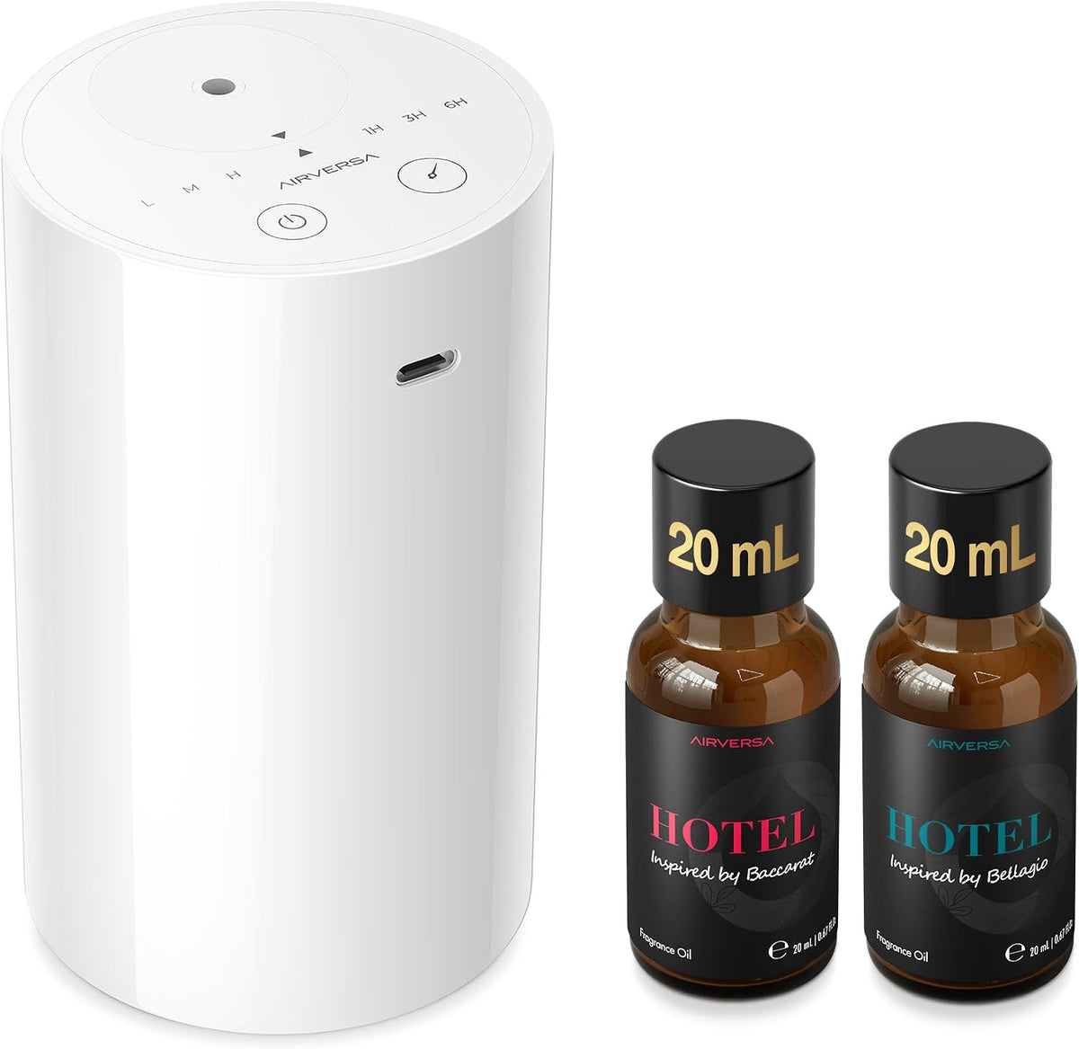 AN8 Waterless Essential Oil Diffuser Starter Kit, Black