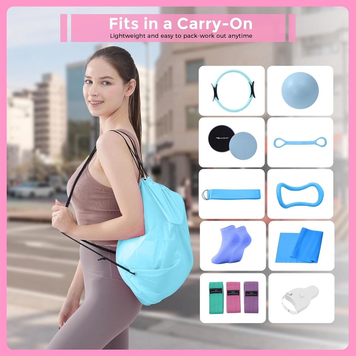 Home Pilates Kit Pilates Equipment Set for Women, Pilates Essentials Kit | Better Yoga Pilates Kit with 14.5" Pilates Ring, Ball, Resistance Bands, Ankle Weights, Dumbbells, Sliders, Yoga Strap Socks