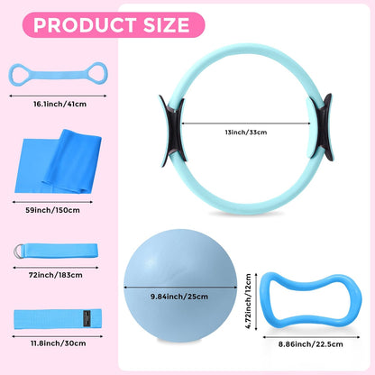 Home Pilates Kit Pilates Equipment Set for Women, Pilates Essentials Kit | Better Yoga Pilates Kit with 14.5" Pilates Ring, Ball, Resistance Bands, Ankle Weights, Dumbbells, Sliders, Yoga Strap Socks