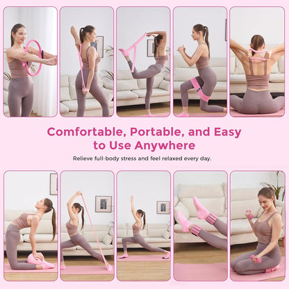 Home Pilates Kit Pilates Equipment Set for Women, Pilates Essentials Kit | Better Yoga Pilates Kit with 14.5" Pilates Ring, Ball, Resistance Bands, Ankle Weights, Dumbbells, Sliders, Yoga Strap Socks