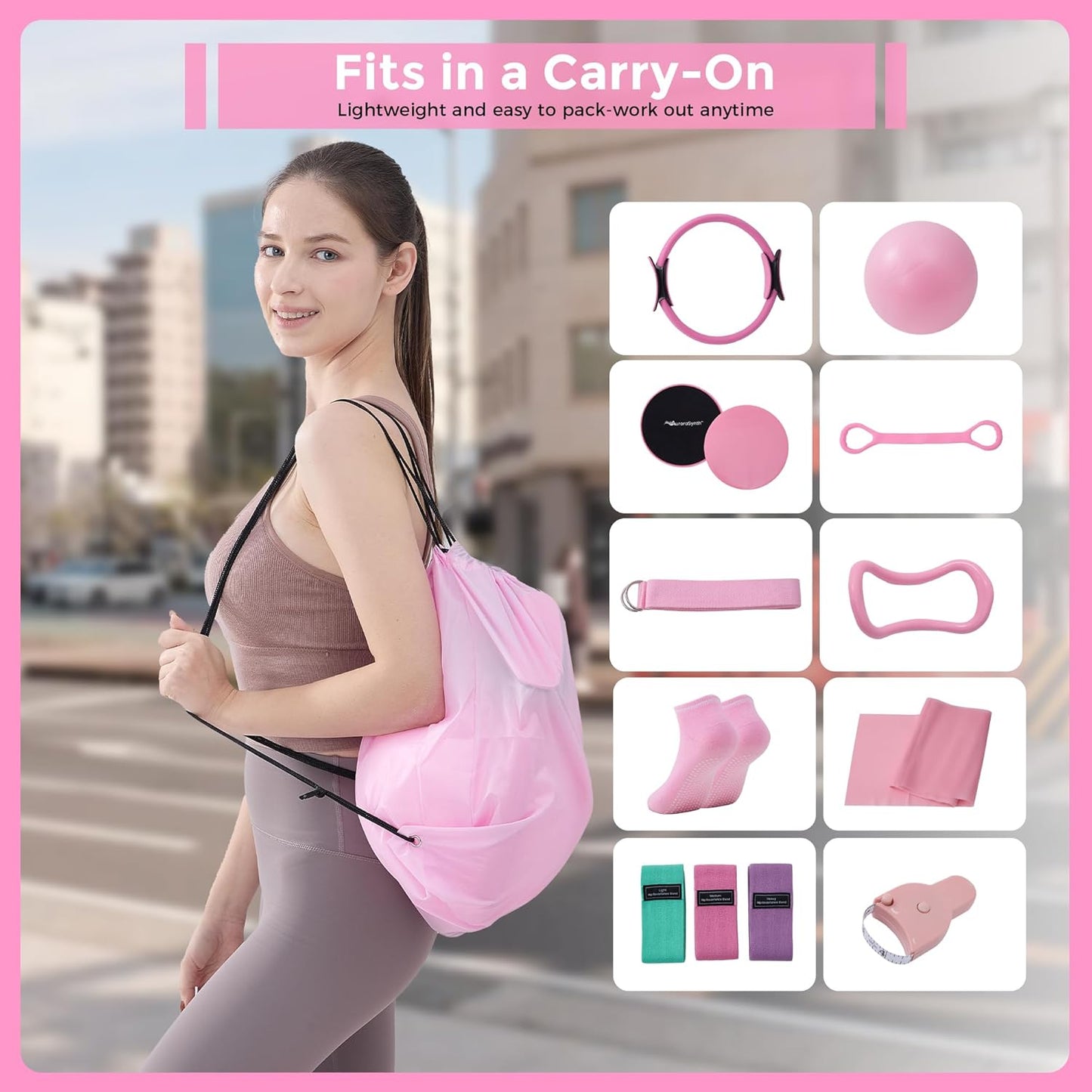 Home Pilates Kit Pilates Equipment Set for Women, Pilates Essentials Kit | Better Yoga Pilates Kit with 14.5" Pilates Ring, Ball, Resistance Bands, Ankle Weights, Dumbbells, Sliders, Yoga Strap Socks