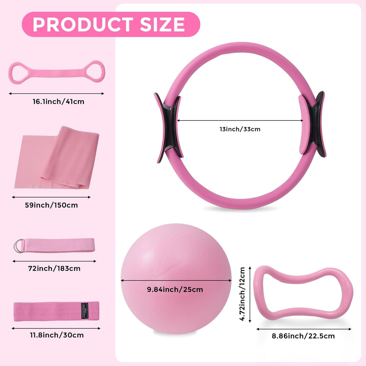 Home Pilates Kit Pilates Equipment Set for Women, Pilates Essentials Kit | Better Yoga Pilates Kit with 14.5" Pilates Ring, Ball, Resistance Bands, Ankle Weights, Dumbbells, Sliders, Yoga Strap Socks