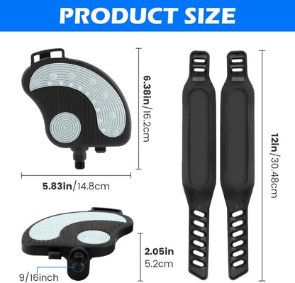 Exercise Bike Pedals with Straps for Pelotons Bike, 9/16" Stationary Recumbent Bikes Pedals for Indoor Exercycle Bicycle, Spin Cycling Pedal Bicycle Replacement Parts