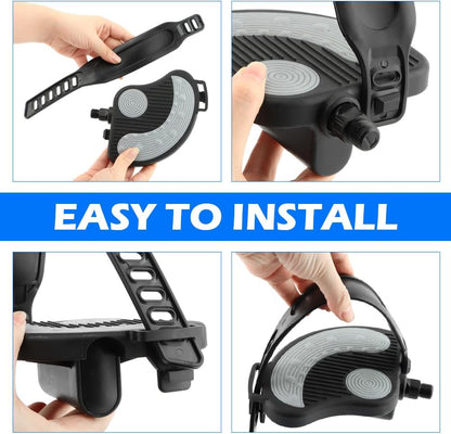 Exercise Bike Pedals with Straps for Pelotons Bike, 9/16" Stationary Recumbent Bikes Pedals for Indoor Exercycle Bicycle, Spin Cycling Pedal Bicycle Replacement Parts