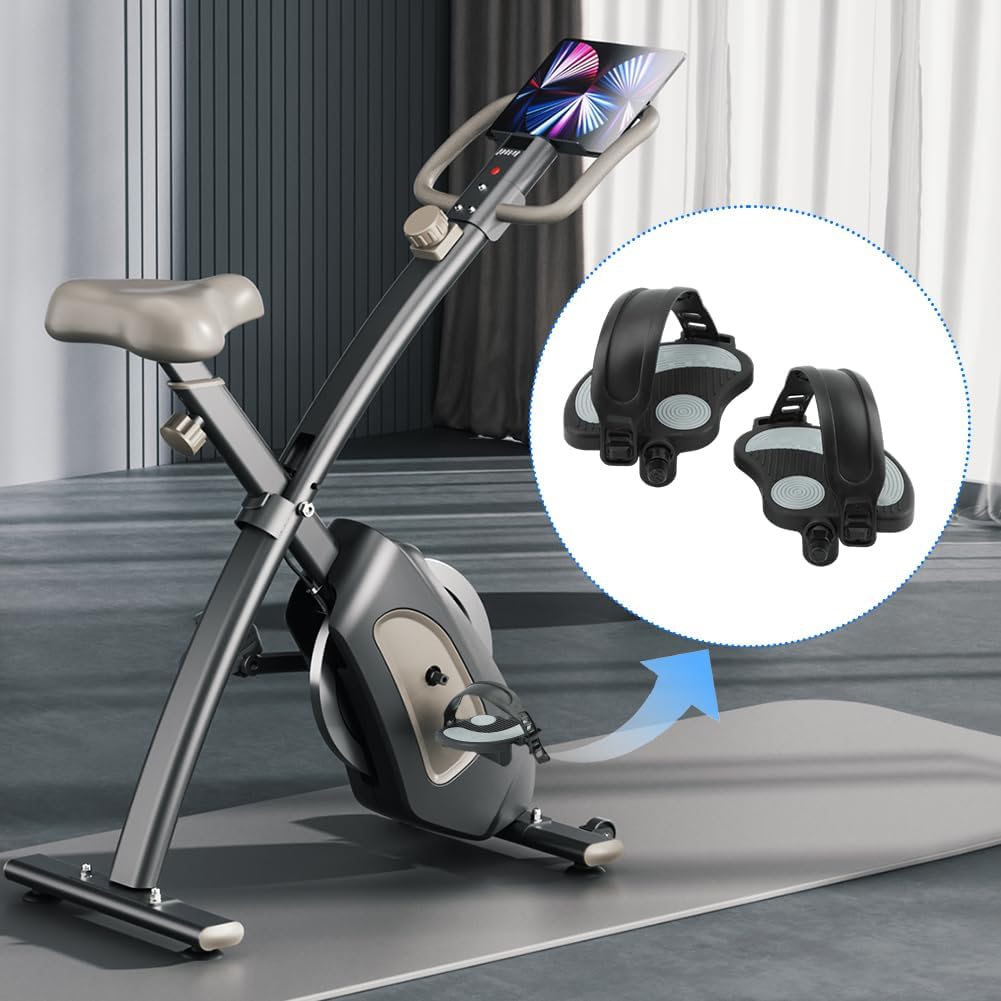 Exercise Bike Pedals with Straps for Pelotons Bike, 9/16" Stationary Recumbent Bikes Pedals for Indoor Exercycle Bicycle, Spin Cycling Pedal Bicycle Replacement Parts