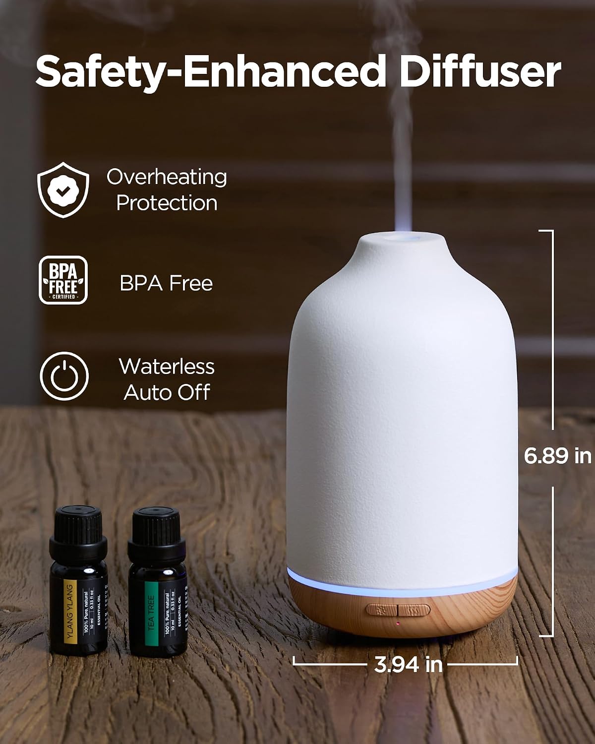150ml Ceramic Essential Oil Diffusers for Home Humifidier, White