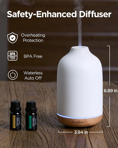 150ml Ceramic Essential Oil Diffusers for Home Humifidier, White