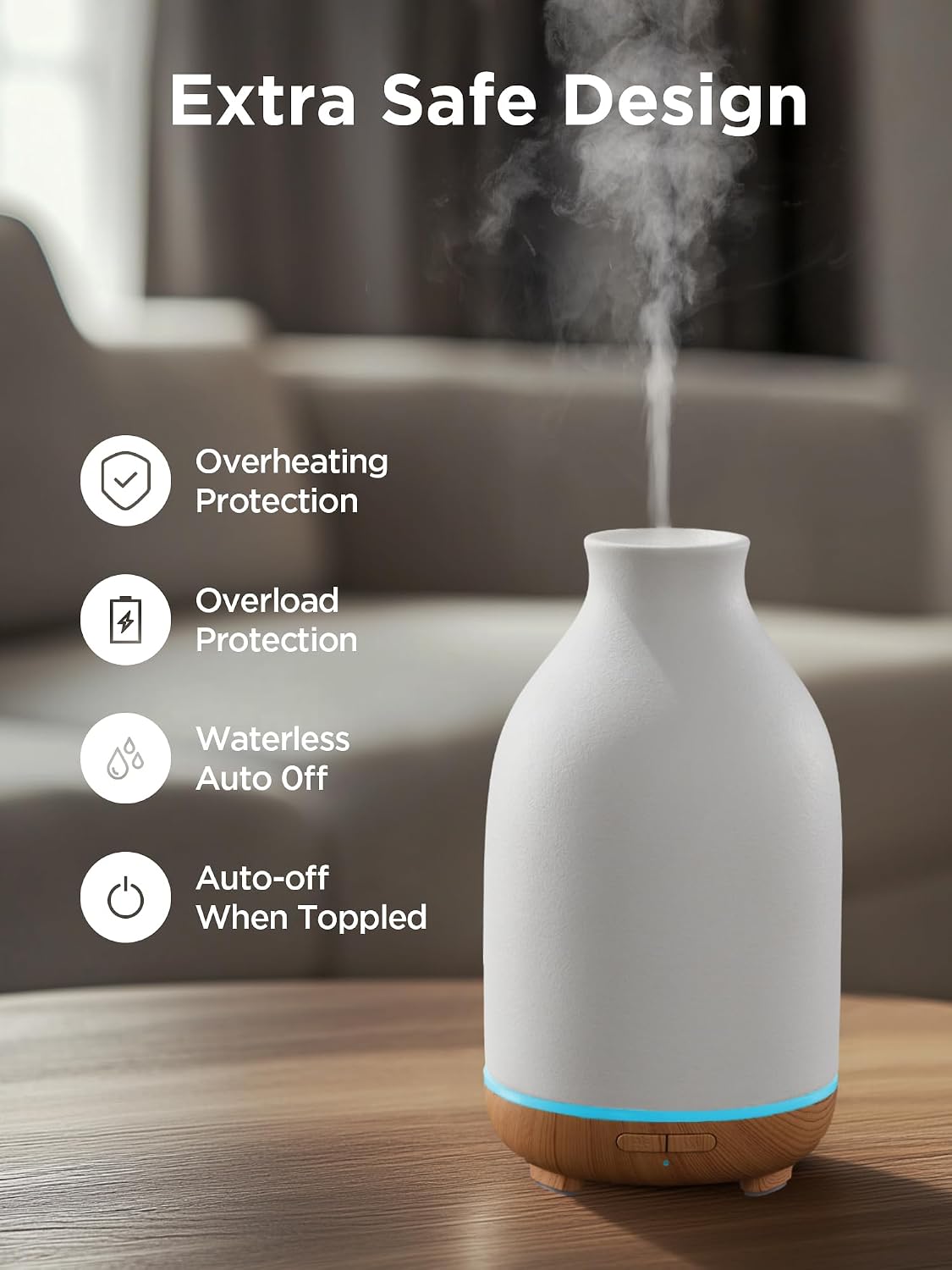150ml Ceramic Essential Oil Diffusers for Home Humifidier, White