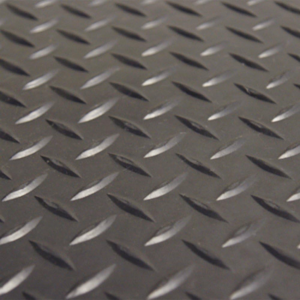 Diamond-Plate Rubber Flooring Roll - 3 mm x 4 ft x 2 ft Roll - Black