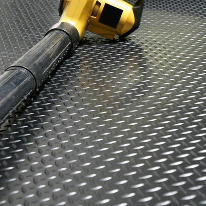 Diamond-Plate Rubber Flooring Roll - 3 mm x 4 ft x 2 ft Roll - Black